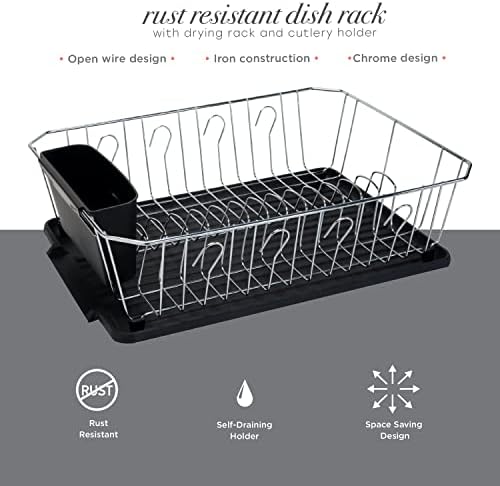 Детали за кујната 3 парчиња решетка за садови | Решетката за сушење, корпа за прибор за јадење и табла за одводнување | Countertop
