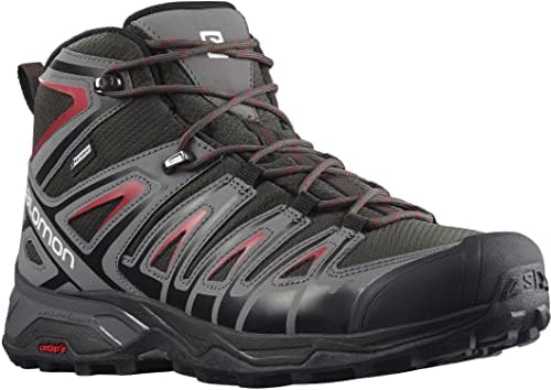 Salomon X Ultra Pioneer Mid Climsalomon Водоотпорни чевли за пешачење за мажи со велосипедски чевли, тресет/тивка сенка/велосипед црвена, 10,5