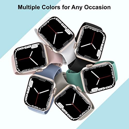 AIRPROCE 6 Packs Bands Compatible with Apple Watch 38mm 40mm 41mm 42mm 44mm 45mm 49mm, Soft Silicone Sport Wristbands Replacement Strap