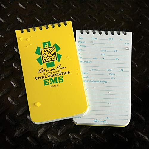 Ритуал на дождот водоотпорен тетратка ЕМС, 3 x 5, жолт капак, страници за витални статистики, 3 пакувања