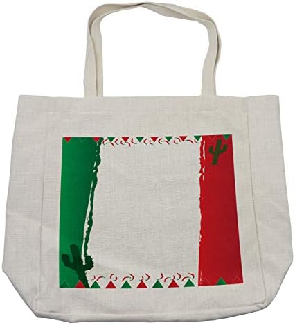 Торба за купување на шпанска торба Амбесон, мексиканска тематска графичка во знамиња Кактус и бибер, еко-пријателска торба за еднократна