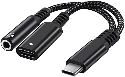 Earla TEC USB C до 3,5 mm аудио приклучок и кабел за адаптер за полнач за полначи, 2-во-1 сплитер кабел тип Ц до 3,5 мм слушалки aux со