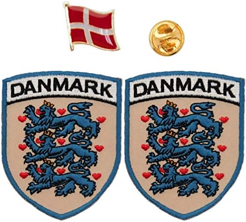 А -Оно - Амблем на лав Амблем 2 ПЦС + Данска знаме емајл игла, везена штица, метална значка бр.097D