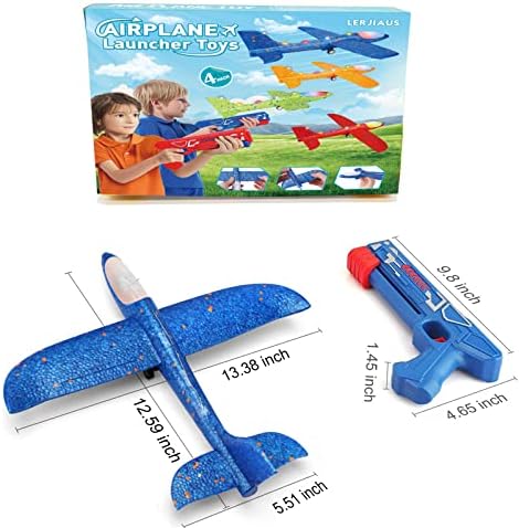 Играчки со авиони на Лерјаус 4 Пак со 2 фрлачи, 12,6 предводени играчки за момчиња со предводник на пена, 2 режими на летови Катапулт