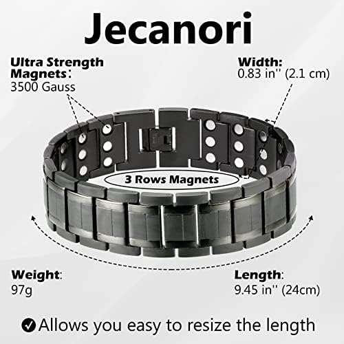 Jecanori титаниум челик магнетна нараквица ~ магнетна терапија за мажи Артритис олеснување на болката и карпален тунел ~ Ултра