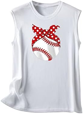 Women'sенски бејзбол резервоар врвови летни кошули без ракави врвови смешни графички елеци обични бејзбол игра маица тренинг на