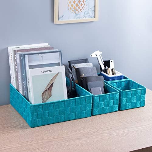 Плоци плетени корпи за складирање за организирање, мали црни корпи за коцки за контејнери за отпадоци за отпадоци за организатор