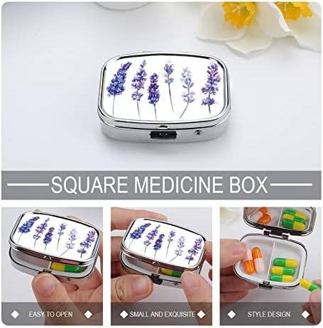 Пилула кутија лаванда цветна плоштад во форма на таблета таблета, преносен таблета со витамин контејнер, организатор на апчиња држач