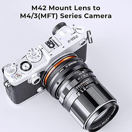 K&F концепт леќи Адаптер за монтирање M42-M4/3 IV Рачен фокус компатибилен со леќи M42 и микро четири третини монтирање на камерата за