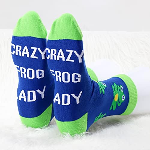 MBMSO 2 пара смешни чорапи од жаби луда жаба дама фустани чорапи жаби подароци за loversубители на жаби