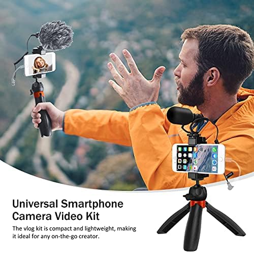 Микрофон за паметни телефони во Комик со Mini Tripod, CVM-VM10-K2 Pro Видео-пушка микрофон за телефони со iPhone и Android, комплет