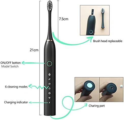 Електрична четка за заби на EGNMCR за возрасни со 8 глави со четки, 6 режими за чистење, паметен тајмер, IPX7 водоотпорен нежен и ефикасен