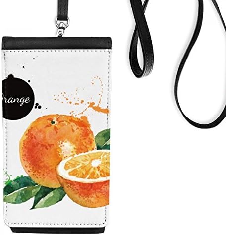 Портокалово овошје вкусно здрав акварел телефонски паричник чанта што виси мобилна торбичка црн џеб