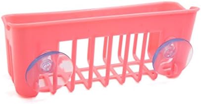 Qtqgoitem розова пластична бања висина корпа за складирање на решетката за складирање на решетката со два пијалаци