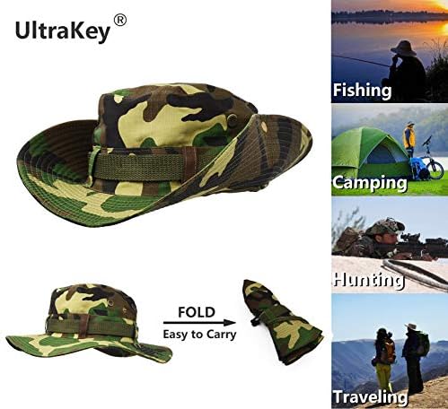 Отворено широко гребење сонце заштити капа, класичен двоен слој во американската борбена армија стил џунгла сончево капаче за лов на лов на риболов