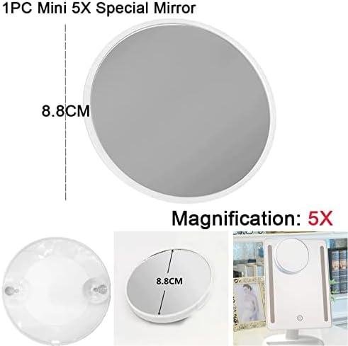 Amabeahzj Migrup Mirror 7 инчи 10x Кружното шминка огледало со двојна еднострана LED 360 степени ротирачки козметички огледало СТАНДИФИЈА