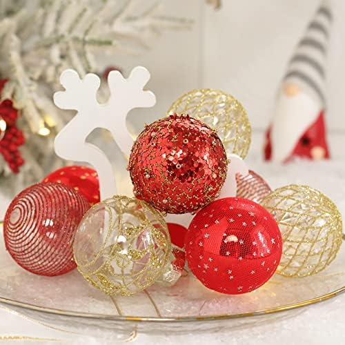 Сет на Божиќни украси на Jialeixi 25 парчиња, 2,36 /6cm чиста пластична распрскувачка божиќна топка што виси украси за украси за Божиќ,