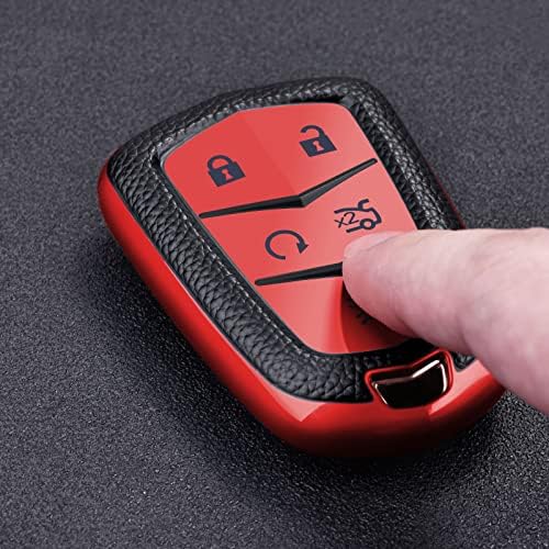 Покриеност на FOB на Elohei Key For For Cadillac, Key Fob Case за 2015-2019 Cadillac Escalade CTS SRX XT5 ATS STS CT6 5-BUTTONS PREMIUM SOFT TPU