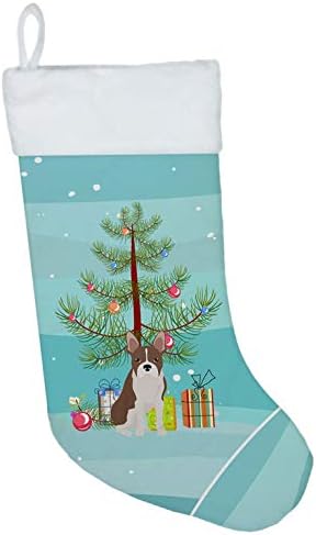 Богатства на Каролина CK3493CS Бостон Териер Божиќно дрво Божиќно порибување, камин што виси чорапи Божиќна сезона забава Декорации за семејни