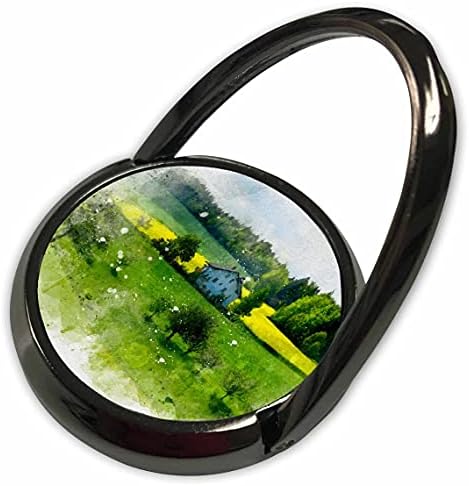 3drose Слика на акварел Тудор Хаус во сцена на зелено поле - Телефонски ringsвони