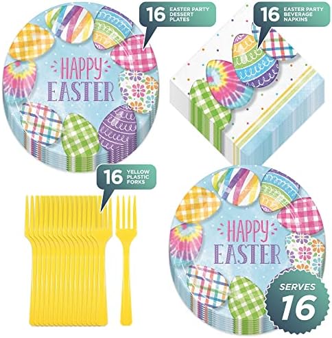 Дома и Hoopla Велигденски партиски материјали - Модела и вратоврска боја Велигденска јајце хартија десертни плочи и салфетки