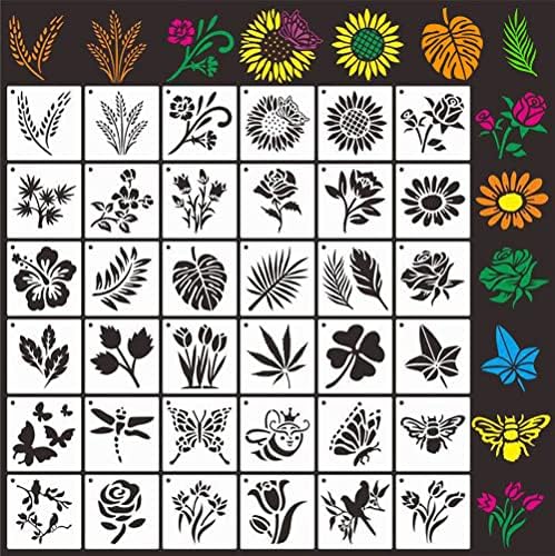 36 парчиња цветни лисја матрици пластични сончогледни сликарство матрик за еднократно уметнички занаетчиски шаблони за цртање шаблони пеперутка
