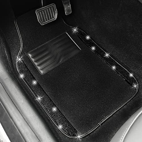 Tidodiusea Bling Car Floor Mats, Универзална големина се вклопуваат 95% AutomovTive, Sparkle Diamond Rhinestones, подлога за потпетици