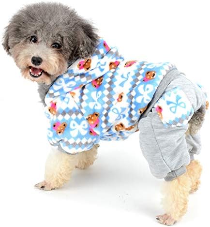 Smalllee_lucky_store Божиќно руно качулка палто зимски кучиња облека, сина боја