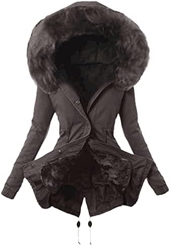 Foviguo Pea Pail за жени, дневна преголема зимска работа јакна за жени со долги ракави, соборен качулка, топла топла топла топла