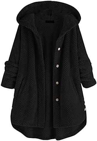 Нокмопо јакни за жени мода есен/зимска качулка со реверзибилна јакна за џемпери од руно