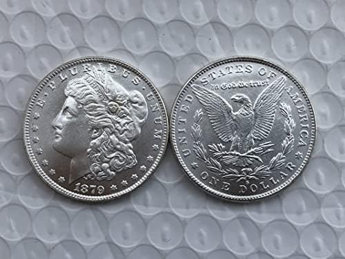 1879 Издание Американски Морган Монета Сребрен Долар Месинг Сребрена Позлатени Антички Ракотворби Странски Комеморативни Монети