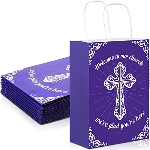 15 Парчиња Добредојдени Торби За Подароци Со Рачки Виолетова Добредојдовте Во Нашите Црковни Торби За Подароци Верска Црковна Торба За Крштевање