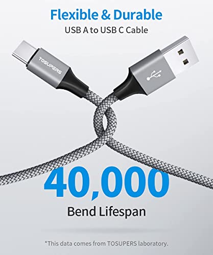 [10FT, 2-Pack] USB C кабел Брзо полнење, долго USB A до Type C полнач кабел плетенка за Samsung Galaxy A10E A03S A13 A32 A50 A51