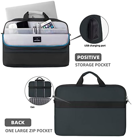 17.3 инчен лаптоп торба за лаптоп со USB порта, компјутерски куќиште со торба за рачка со ленти за рамо за мажи, работна торба за