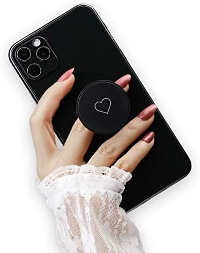 Пакет од 2 - држач за телефон и застанете со проширување на киксот и зафат со една рака за паметни телефони и таблети - Black Heart Black
