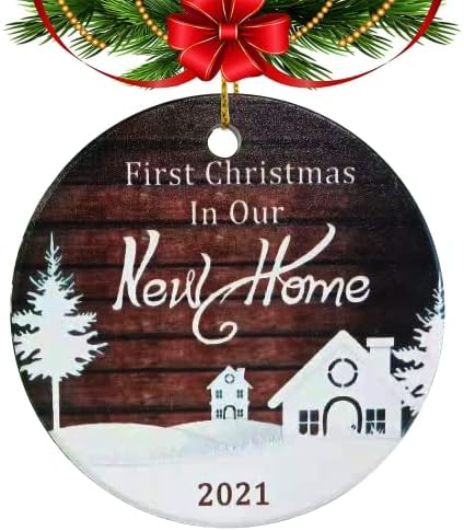 Прв Божиќ во нашиот нов дом 2021-Керамички Божиќни украси, подарок за Божиќна декорација, керамички украс од 3 инчи за круг