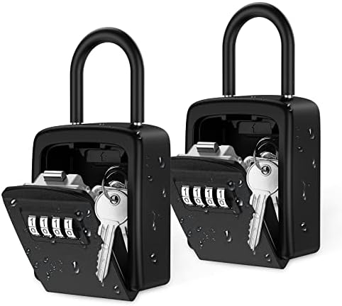 Кутија за заклучување на клучот, [2 пакет] Безбедно кутија за клуч за клуч, водоотпорен 4 -цифрен комбинација за заклучување на