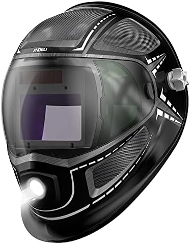 АНДЕЛИ Заварување Шлем, 3.86 X2.44 Голем Гледање Заварување Шлем Авто Затемнување Вистинска Боја, Кул Заварување Шлем Со Светлина,