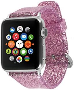 Крајната сцена Спорт Бенд за Apple Watch 38mm, Pink Glitter Design Soft Silicone Strap Iwatch Заменски опсег за Apple Watch Series 3, серија