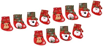 Sewacc 12 парчиња крпа мини чорапи елк виси украси торба за торбичка за подароци, божици мечки торбички, порибување гроздобер Санта Божиќ и партиски