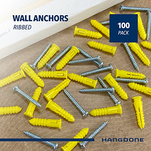 Прицврстувачи на wallидни прицврстувачи на ребрести 4- 6 7/8-инчи со завртки 100-пакувања, жолти