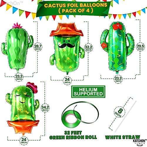 Фиеста Балони За Украси За Забави На Фиеста-Пакет Од 7 | Големи Украси За Балони Со Миларен Кактус-Пакување од 4 | Балони Со Кактус,Тако Балони