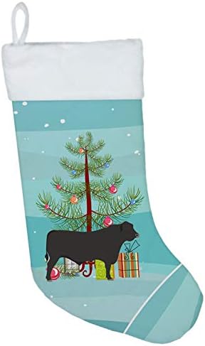Богатства на Каролина BB9195CS Црна Ангус крава Божиќ Божиќно порибување, чај, камин што виси чорапи Божиќна сезона забава Декорации
