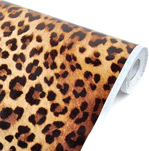 Јази 18in x 33ft Секси леопард печатење позадина со самолеплива отстранлива PVC wallидна налепница за фиоки за фиоки за фиоки, ПВЦ