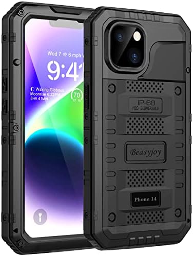Beasyjoy За Iphone 14 Случај Водоотпорен, Метал Тешки Полно Тело Заштитна Кутија Со Вграден Заштитник На Екранот, Воена Одделение