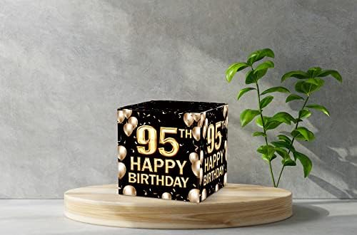 Keydaat 95-Ти Роденден Картичка Кутија, Црна И Златна Картичка Кутија За Роденден Декорации ,Партија Материјали, Пари Кутија -  