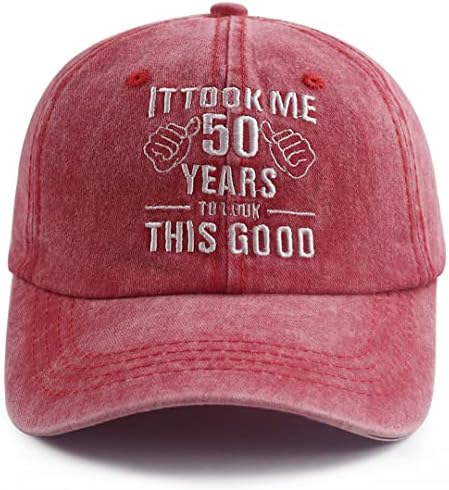 Nxizivmk ми требаа 50 години да ја изгледам оваа добра капа за жени мажи, смешно прилагодлив вез на 50 -ти роденден Бејзбол капа