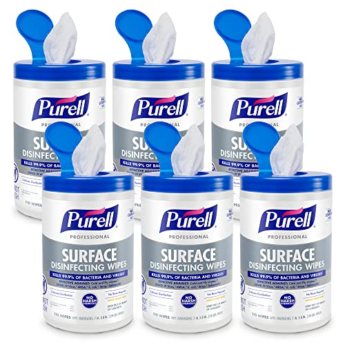 Професионални марамчиња за дезинфекција на површината на Пурел, мирис на цитрус, 110 броење канистер, марамчиња од 7 x 8 - 9342-06