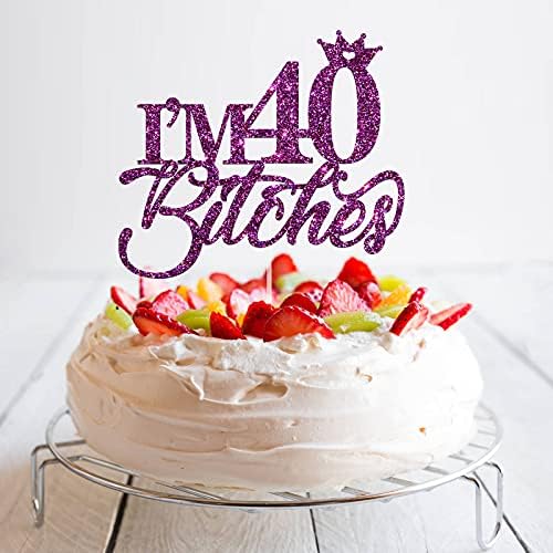 Талорин сјај Јас имам 40 кучки торта за торта за 40 -ти роденденски торта, украси за торта, весели до 40 години годишнина украси за