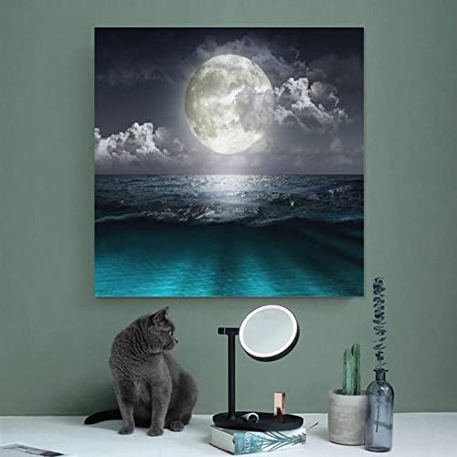 Платно печати морска месечина пејзаж постер слики за дневна соба wallидна декорација wallидни уметнички слики платно wallид декор